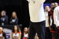 March 14, 2024: San Diego State Aztecs head coach Brian Dutcher reacts to a call during the second half of the Men’s Quarterfinals of the Mountain West Conference tournament, Thursday, March 14, 2024, in Las Vegas, NV. Christopher Trim/A Lot of Sports Talk.