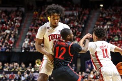 March 14, 2024: UNLV Rebels forward Rob Whaley Jr. (5) sets a pick during the second half of the Men’s Quarterfinals of the Mountain West Conference tournament, Thursday, March 14, 2024, in Las Vegas, NV. Christopher Trim/A Lot of Sports Talk.