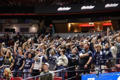 March 14, 2024: Utah State Aggies fans make noise for their team prior to the start of the Men’s Quarterfinals of the Men’s Mountain West Conference tournament, Thursday, March 14, 2024, in Las Vegas, NV. Christopher Trim/A Lot of Sports Talk.