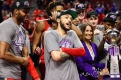 March 16, 2024: New Mexico Lobos guard Jaelen House (10) on stage after his team won the Men’s Mountain West Conference tournament, Saturday, March 16, 2024, in Las Vegas, NV. Christopher Trim/A Lot of Sports Talk.