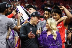 March 16, 2024: New Mexico Lobos head coach Richard Pitino gives an interview after winning the Men’s Mountain West Conference tournament, Saturday, March 16, 2024, in Las Vegas, NV. Christopher Trim/A Lot of Sports Talk.
