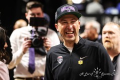 March 16, 2024: New Mexico Lobos head coach Richard Pitino smiles after winning the Men’s Mountain West Conference tournament, Saturday, March 16, 2024, in Las Vegas, NV. Christopher Trim/A Lot of Sports Talk.