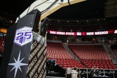 March 16, 2024: A view of the Mountain West logo prior to the start of the Men’s Finals of the Mountain West Conference tournament, Saturday, March 16, 2024, in Las Vegas, NV. Christopher Trim/A Lot of Sports Talk.