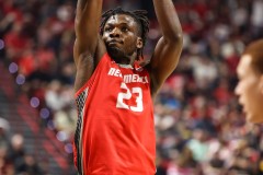 March 16, 2024: New Mexico Lobos center Nelly Junior Joseph (23) at the free throw line during the first half of the Men’s Finals of the Mountain West Conference tournament, Saturday, March 16, 2024, in Las Vegas, NV. Christopher Trim/A Lot of Sports Talk.