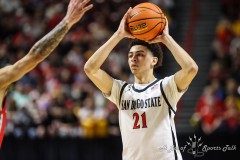 March 16, 2024: San Diego State Aztecs guard Miles Byrd (21) looks to pass the ball during the second half of the Men’s Finals of the Mountain West Conference tournament, Saturday, March 16, 2024, in Las Vegas, NV. Christopher Trim/A Lot of Sports Talk.