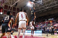 CHESTNUT HILL, MA - FEBRUARY 06:  Florida State Seminoles forward Jamir Watkins (2) dunks the ball during the college basketball game between the Florida State Seminoles and the Boston College Eagles on February 6, 2024 at Conte Forum in Chestnut Hill, MA. (Photo by Erica Denhoff/A Lot of Sports Talk)