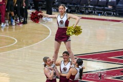 CHESTNUT HILL, MA - FEBRUARY 06: A Boston College Eagles cheerleader performs during the college basketball game between the Florida State Seminoles and the Boston College Eagles on February 6, 2024 at Conte Forum in Chestnut Hill, MA. (Photo by Erica Denhoff/A Lot of Sports Talk)