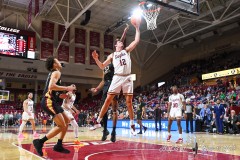 CHESTNUT HILL, MA - FEBRUARY 06: Boston College Eagles forward Quinten Post (12) rebounds the ball during the college basketball game between the Florida State Seminoles and the Boston College Eagles on February 6, 2024 at Conte Forum in Chestnut Hill, MA. (Photo by Erica Denhoff/A Lot of Sports Talk)
