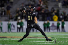 Army Black Knights defensive lineman TREY SOFIA (91) celebrates a fumble recovery during the American Athletic Conference football championship game held on the campus of Army Black Knights at West Point. Army Black Knights defensive lineman TREY SOFIA (91) celebrates a fumble recovery during the American Athletic Conference football championship game held on the campus of Army Black Knights at West Point.