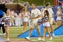 DALLAS, TX — NOV 2, 2024The SMU Mustangs (20) take on the undefeated Pitt Panthers (18) at Gerald J Ford Stadium in Dallas.