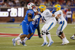 DALLAS, TX — NOV 2, 2024The SMU Mustangs (20) take on the undefeated Pitt Panthers (18) at Gerald J Ford Stadium in Dallas.