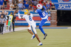 DALLAS, TX — NOV 2, 2024The SMU Mustangs (20) take on the undefeated Pitt Panthers (18) at Gerald J Ford Stadium in Dallas.