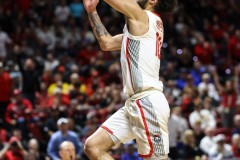 March 15, 2024: New Mexico Lobos guard Jaelen House (10) shoos the ball during the first half of the Men’s Semifinals of the Mountain West Conference tournament, Friday, March 15, 2024, in Las Vegas, NV. Christopher Trim/A Lot of Sports Talk.