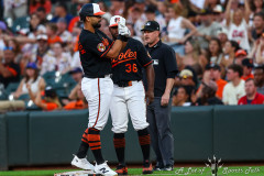 July 25, 2026: Baltimore MD: Baltimore Orioles third baseman Christian Encarnacion-Strand (32) reacts after a rbi single during the third inning of a Major League Baseball game at Oriole Park at Camden Yards Baltimore, MD. (Michael R. Smith/A Lot of Sports Talk).