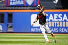 NEW YORK — AUGUST 21: Baltimore Orioles right fielder Anthony Santander (25) catches a fly ball hit by New York Mets second baseman Jose Iglesias (not pictured) during the second inning at Citi Field on August 21, 2024, in New York, New York. (Gregory Fisher/A Lot of Sports Talk)