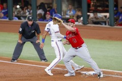 ARLINGTON, TX - AUGUST 16: The Texas Rangers host the Los Angeles Angels at Globe Life Field in Arlington, TX. (Photo by Ross James/ALOST)