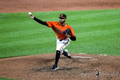 Baltimore, MD - August 6, 2022: Baltimore Orioles relief pitcher Dillon Tate (55) pitches the ball during the game between the Baltimore Orioles and Pittsburgh Pirates at  Oriole Park at Camden Yards in Baltimore, MD.   (Photo by Elliott Brown/A Lot of Sports Talk)
