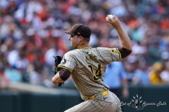 Baltimore, MD - July 27, 2024: San Diego Padres pitcher Michael King (34) during the game between the Baltimore Orioles and San Diego Pardres at  Oriole Park at Camden Yards in Baltimore, MD.   (Photo by Elliott Brown/A Lot of Sports Talk)