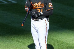 Baltimore, MD - June 18, 2022: Baltimore Orioles center fielder Cedric Mullins (31) prepares for his at bat during the game between the Baltimore Orioles and Tampa Bay Rays at  Oriole Park at Camden Yards in Baltimore, MD.   (Photo by Elliott Brown/A Lot of Sports Talk)