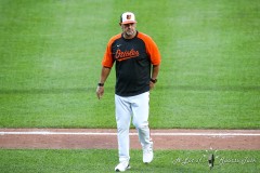 Baltimore, MD - June 18, 2022: Baltimore Orioles manager Brandon Hyde (18) walks back to the dugout during the game between the Baltimore Orioles and Tampa Bay Rays at  Oriole Park at Camden Yards in Baltimore, MD.   (Photo by Elliott Brown/A Lot of Sports Talk)