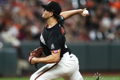 Sept. 06, 2024: Baltimore MD: Baltimore Orioles pitcher Dean Kremer (64) held the Tampa Bay Rays hitless for six innings as they defeat the Rays 2-0 in a Major League Baseball game at Oriole Park at Camden Yards in Baltimore, MD. (Michael R. Smith/A Lot of Sportstalk).