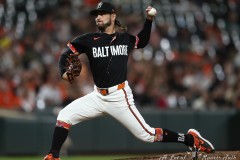 Sept. 06, 2024: Baltimore MD: Baltimore Orioles pitcher Dean Kremer (64) held the Tampa Bay Rays hitless for six innings as they defeat the Rays 2-0 in a Major League Baseball game at Oriole Park at Camden Yards in Baltimore, MD. (Michael R. Smith/A Lot of Sportstalk).