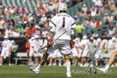 PHILADELPHIA, PENNSYLVANIA – MAY 25:  Virginia attack CONNOR SHELLENBERGER (1) celebrates the opening goal in the game between Maryland and Virginia during the 2024 NCAA Men’s Lacrosse Tournament semifinal game at Lincoln Financial Field on May 25, 2024, in Philadelphia, PA  (Scotty Rausenberger/A Lot of Sports Talk)