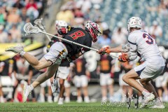 PHILADELPHIA, PENNSYLVANIA – MAY 25: Maryland midfielder ERIC KOLAR (8) put all of his body into a shot on goal in the game between Maryland and Virginia during the 2024 NCAA Men’s Lacrosse Tournament semifinal game at Lincoln Financial Field on May 25, 2024, in Philadelphia, PA  (Scotty Rausenberger/A Lot of Sports Talk)