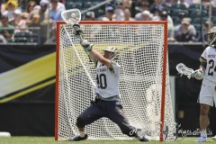 PHILADELPHIA, PENNSYLVANIA – MAY 25: Notre Dame goalie LIAM ENTENMANN (40) makes a save in the first half of game between Notre Dame and Denver during the 2024 NCAA Men’s Lacrosse Tournament semifinal game at Lincoln Financial Field on May 25, 2024, in Philadelphia, PA  (Scotty Rausenberger/A Lot of Sports Talk)