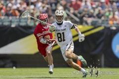 PHILADELPHIA, PENNSYLVANIA – MAY 25: Notre Dame long stick midfielder WILL DONOVAN (81) pushes the pace up-field during the game between Notre Dame and Denver in the 2024 NCAA Men’s Lacrosse Tournament semifinal game at Lincoln Financial Field on May 25, 2024, in Philadelphia, PA  (Scotty Rausenberger/A Lot of Sports Talk)