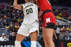 INDIANAPOLIS, INDIANA - MARCH 04: B1G Ten Womens Tournament Quarterfinals game between Michigan and Nebraska at Gainbridge Fieldhouse on March 04, 2022 in Indianapolis, IN. (Photo by Aaron J. / ALOST)