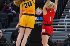INDIANAPOLIS, INDIANA - MARCH 05: B1G Ten Womens Tournament Semifinals game between Iowa Hawkeyes and Nebraska Cornhuskers at Gainbridge Fieldhouse on March 05, 2022 in Indianapolis, IN. (Photo by Aaron J. / ALOST)