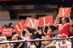 March 13, 2024: UNLV Lady Rebels fans hold up signs of support during the first half of the Women’s Mountain West Conference tournament, Wednesday, March 13, 2024, in Las Vegas. Christopher Trim/A Lot of Sports Talk.