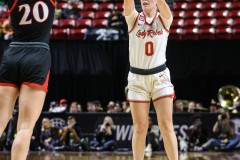 March 13, 2024: UNLV Lady Rebels guard Ashley Scoggin (0) shoots the ball during the second half of the finals of the Women’s Mountain West Conference tournament, Wednesday, March 13, 2024, in Las Vegas. Christopher Trim/A Lot of Sports Talk.
