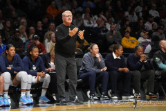 NEW YORK — DECEMBER 7: UConn Huskies Head Coach Geno Auriemma reacts to a play on the court against the Louisville Cardinals during the first half at the Barclays Center on December 7, 2024, in New York, New York. (Gregory Fisher/A Lot of Sports Talk)
