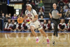 ALBANY, NEW YORK – MARCH 31: South Carolina guard TE-HINA PAOPAO pushes the ball up-court during the 2024 NCAA Women’s Basketball Tournament Albany 1 Regional Final at MVP Arena on March 31, 2024, in Albany, N.Y.  (Scotty Rausenberger/A Lot of Sports Talk)