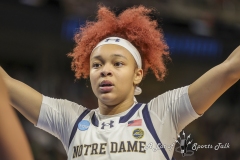 ALBANY, NEW YORK – MARCH 29:  Notre Dame guard HANNAH HIDALGO (3) looks on intently as a Oregon State player gets ready to in-bound the ball  during the 2024 NCAA Women’s Basketball Tournament Albany 1 Regional semifinal at MVP Arena on March 29, 2024, in Albany, N.Y.  (Scotty Rausenberger/A Lot of Sports Talk)