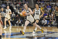 ALBANY, NEW YORK – MARCH 30:  Iowa guard CAITLIN CLARK (22) dishes a pass in transition during the 2024 NCAA Women’s Basketball Tournament Albany 2 Regional semifinal at MVP Arena on March 30, 2024, in Albany, N.Y.  (Scotty Rausenberger/A Lot of Sports Talk)