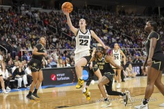 ALBANY, NEW YORK – MARCH 30:  Iowa guard CAITLIN CLARK (22) puts up an easy lay-up during the 2024 NCAA Women’s Basketball Tournament Albany 2 Regional semifinal at MVP Arena on March 30, 2024, in Albany, N.Y.  (Scotty Rausenberger/A Lot of Sports Talk)