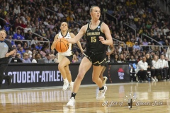 ALBANY, NEW YORK – MARCH 30: Colorado guard KINDYLL WETTA (15) drives the lane during the 2024 NCAA Women’s Basketball Tournament Albany 2 Regional semifinal at MVP Arena on March 30, 2024, in Albany, N.Y.  (Scotty Rausenberger/A Lot of Sports Talk)