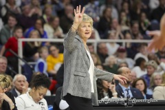 ALBANY, NEW YORK – MARCH 30:  Iowa Head Coach LISA BLUDER gives out a play to her team during the 2024 NCAA Women’s Basketball Tournament Albany 2 Regional semifinal at MVP Arena on March 30, 2024, in Albany, N.Y.  (Scotty Rausenberger/A Lot of Sports Talk)