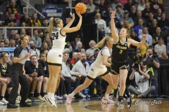ALBANY, NEW YORK – MARCH 30: Iowa guard GABBIE MARSHALL (24) attempts a three-point shot during the 2024 NCAA Women’s Basketball Tournament Albany 2 Regional semifinal at MVP Arena on March 30, 2024, in Albany, N.Y.  (Scotty Rausenberger/A Lot of Sports Talk)