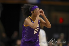 ALBANY, NEW YORK – MARCH 30:  LSU forward ANGEL REESE (10) reacts to the LSU fans during the 2024 NCAA Women’s Basketball Tournament Albany 2 Regional semifinal at MVP Arena on March 30, 2024, in Albany, N.Y.  (Scotty Rausenberger/A Lot of Sports Talk)