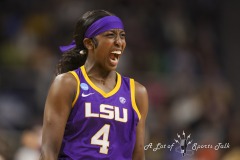 ALBANY, NEW YORK – MARCH 30: LSU guard FLAU’JAE JOPHNSON (4) lets out some emotion after a made basket during the 2024 NCAA Women’s Basketball Tournament Albany 2 Regional semifinal at MVP Arena on March 30, 2024, in Albany, N.Y.  (Scotty Rausenberger/A Lot of Sports Talk)