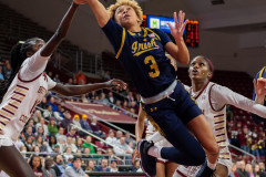 CHESTNUT HILL, MA - JANUARY 23: Notre Dame Fighting Irish guard Hannah Hidalgo (3) shoots the ball during a women’s college basketball game between the Notre Dame Fighting Irish and the Boston College Eagles on January 23, 2025, at Conte Forum in Chestnut Hill, MA. (Photo by Erica Denhoff/Icon Sportswire)
