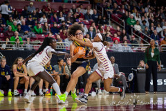 CHESTNUT HILL, MA - JANUARY 23: Notre Dame Fighting Irish guard Olivia Miles (5) drives to the basket during a women’s college basketball game between the Notre Dame Fighting Irish and the Boston College Eagles on January 23, 2025, at Conte Forum in Chestnut Hill, MA. (Photo by Erica Denhoff/Icon Sportswire)