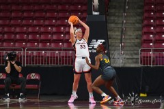 CHESTNUT HILL, MA - FEBRUARY 08: Virginia Cavaliers forward Sam Brunelle (33) handles the ball during a women’s college basketball game between the Virginia Cavaliers and the Boston College Eagles on February 8, 2024 at Conte Forum in Chestnut Hill, MA. (Photo by Erica Denhoff/Icon Sportswire)