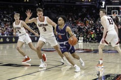 Washington, DC - March 13, 2022: Richmond Spiders guard Jacob Gilyard (0) dribbles the ball during the Atlantic 10 championship game between Richmond and VCU at  Capital One Arena in Washington, DC.   (Photo by Elliott Brown/A Lot of Sports Talk)
