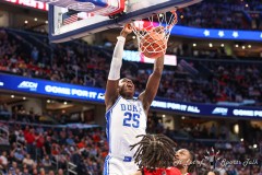 Washington, DC - March 14, 2024: Duke Blue Devils forward Mark Mitchell (25) dunks the ball during the quarterfinal round of the 2024 ACC Tournament between Duke and NC State at Capital One Arena in Washington, DC.  (Photo by Elliott Brown/A Lot of Sports Talk)