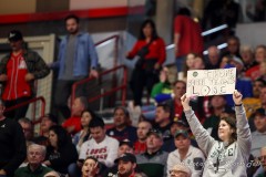 March 16, 2024: A Colorado St. fan holds up a sign during the first half of the Men’s Finals of the Mountain West Conference tournament, Saturday, March 16, 2024, in Las Vegas, NV. Christopher Trim/A Lot of Sports Talk.